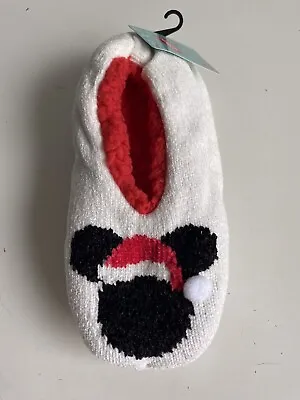 Disney Mickey Mouse SanTa Hat Snuggle Toes No Slip Slipper Socks Women’s Sz 4-10 • $16.20