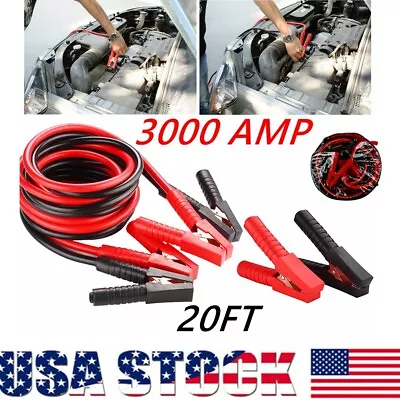 3000 Amp 20 Feet 6m Super Duty Industrial Jumper Booster Cables Heavy Duty • $35.62