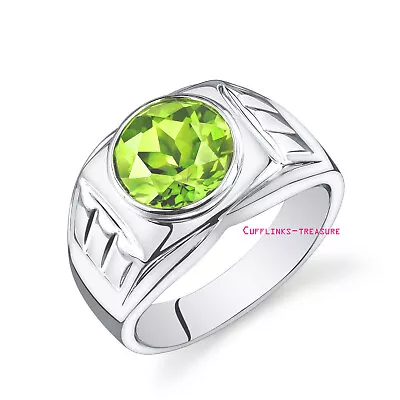 Natural Peridot Gemstone With 925 Sterling Silver Ring For Men's #445 • £87.04