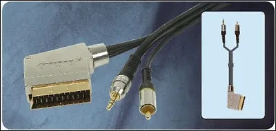 £6.95 • Buy High Quality Switched Scart To 3.5mm Stereo Jack & RCA Phono AV Lead 107.855  