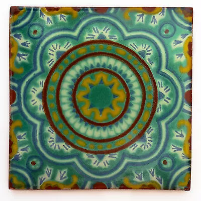 Fairly Traded Handmade Ceramic Mexican Talavera Tile - Bernicia 5cm (T12859-25) • £1.79