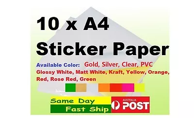 10x A4 Sticker Label Self Adhesive Sticky Paper Gold Silver Transparent AU Local • $14.89