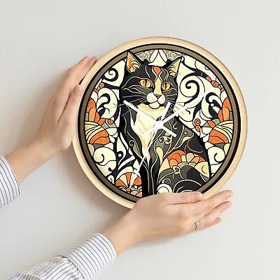 Mosaic Cat Silent Wall Clock - Wall Decor - For Cat Lover - Handmade • $42.95