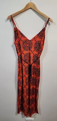 $39 • Buy TIGERLILY Label Women Orange Paisley Long Midi Jersey Boho Dress Size 12