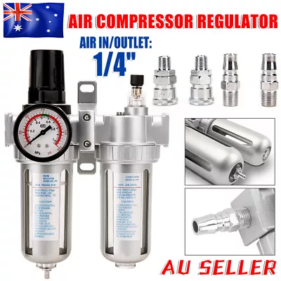 Air Compressor Regulator W/ Lubricator Water Oil Separator Trap Filter 1/4  BSP • $32.95