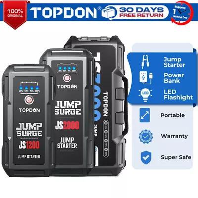 TOPDON Car Booster 1200/2000/3000 Amp 12V Lithium Jump Starter Box  Portable  • $99.99