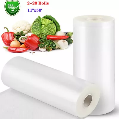 2-20Roll 11 X50' Vacuum Sealer Bag Embossed Food Storage Saver Package Bags 4Mil • $25.96