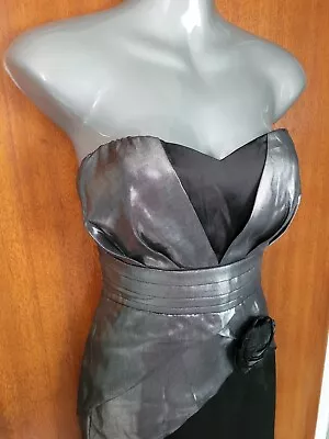 £25 • Buy Ladies Black And Silver Metallic Strapless Dress Size 12 New With Tags