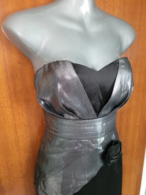 £25 • Buy Ladies Black And Silver Metallic Strapless Dress Size 12 New With Tags