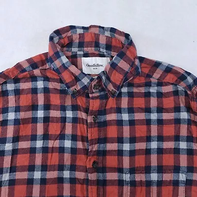 Goodfellow & Co Tartan Flannel Button Shirt Mens Size Large L Red Blue White • $14.99