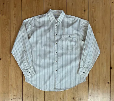 Vintage Yves Saint Laurent YSL Striped Long Sleeve Cotton Shirt L 1980s • £25
