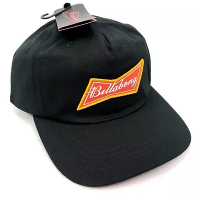 Billabong X Budweiser Beer Bow Mens One Size Black Adjustable Snapback Cap Hat • $14.98