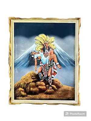 18 X 22  Hand Paintedvelvet Painting Aztec Lovers  Aztec Painting warrior 1 • $48