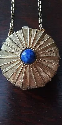 Vintage Ester Lauder Perfume Locket/Necklace With Blue Stone • $8