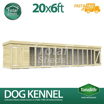 Dog Kennel & Run 20ft X 6ft Fully Pressure Treated Tanalised Timber Free Deliver • £1508.71