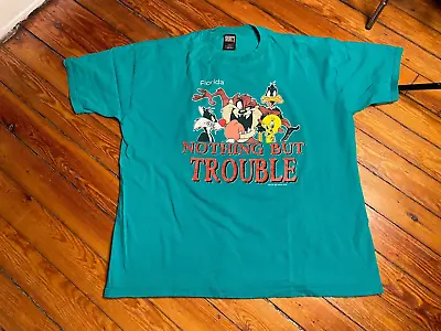 Vintage Taz Looney Tunes Tweety Daffy T Shirt Nothing But Trouble Men Large • $19.99