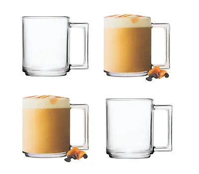 £9.99 • Buy Set Of 4 Coffee Mugs Tea Cups Glass Latte Hot Drink Glasses Clear Glass 255ml 