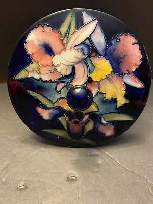 Vintage Moorcroft Iris Flower Cobalt Blue Lidded Bowl Potter To H.M. The Queen • $99.99