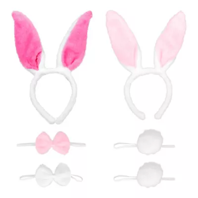 2 Sets Bunny Accessory Set Rabbit Ear Headband Collar Bow Tie And Tail Costume • £8.99