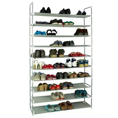 Shoe And Boot Rack Storage Organizer Metal 10 Layer 50 Pair Tall Narrow Portable • £15.99