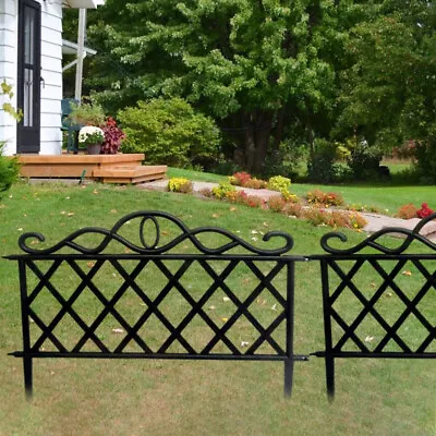 Black Plastic Log Roll Border Fence Staked Garden Edging For Tree Flower Beds UK • £10.94