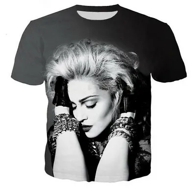 Fashion Women/Men Hip Hop Pop Queen Madonna 3D Print T-Shirt Casual Short Sleeve • £8.39