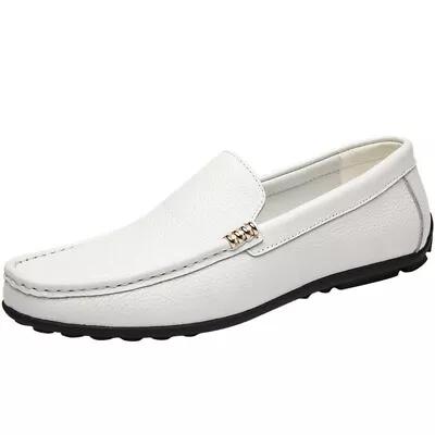 Men's Platform Faux Leather Round Toe Flat Non-slip Fashion Slip On Loafers • $51.78