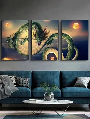  Dragon Ball Z Canvas Wall Art Poster Set - Home Decor - 3 Pieces  • $30