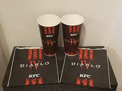 $36.95 • Buy Lot Of 2 Diablo 4 Paper Cups And Bags KFC Promotional Diablo IV QR Codes