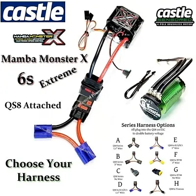 RCP-RTR Castle Mamba Monster X 6s & 1512 1800kv QS8 Attached Motor Combo RTR • $314.99