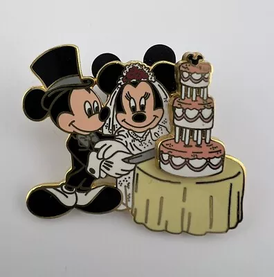 Mickey And Minnie Bride And Groom Cut Cake Pin. Lapel. Year 2002. Used. • $18.95