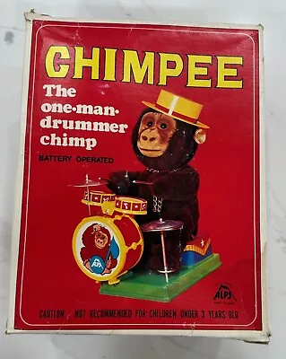 Chimpee One Man Drummer Chimp Vintage Battery Operated Peler Toys Monkey • $3