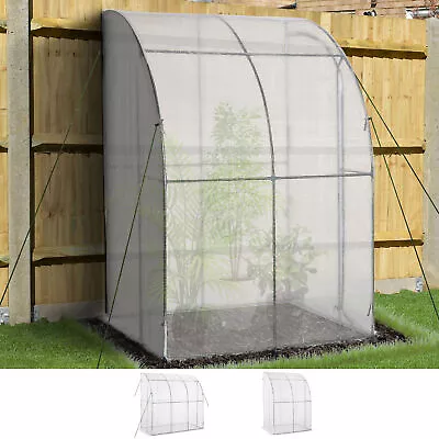 Walk-In Lean To Wall Greenhouse With Roll Up Windows And Door PE Cover • £36.99