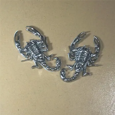 1 Pair Of Chrome Scorpion Silver Metal Emblem Badge Sticker Decal Auto Racing 3D • $14.99