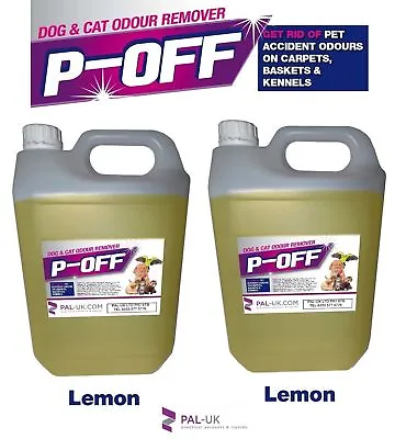£22.99 • Buy 2 X 5L P-OFF Fragranced Kennel/Cattery Cleaner Deodoriser - Lemon.