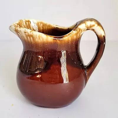 Vintage McCoy 60s Rustic Brown Drip Small Syrup Creamer Pitcher Mid Century • $20