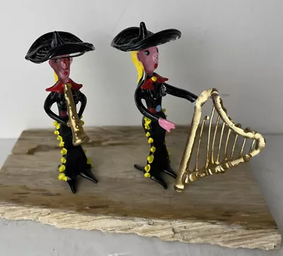 Female Mariachi Band Black With Instruments Hand Blown Glass (Set Of 2) • $12