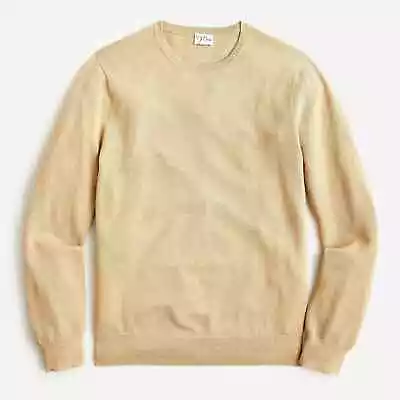 J CREW CREWNECK SWEATER COTTON PIQUÉ-STITCH HTHR WARM CAMEL NATURAL Lg NWT • $65