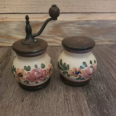 Zassenhaus Vintage Pepper Grinder And Salt Shaker Wooden West Germany Floral • $49