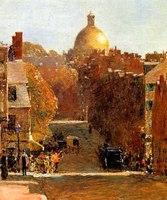 Mount Vernon Street Boston 1890 Impression​ist Painting By Childe Hassam Repro • $74