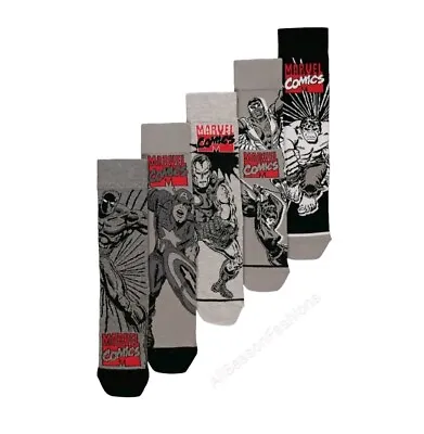 Marvel Comics Grey Character Socks 5 Pack - Size 6-8.5 - New - Free P&P 🧦 • £9.95