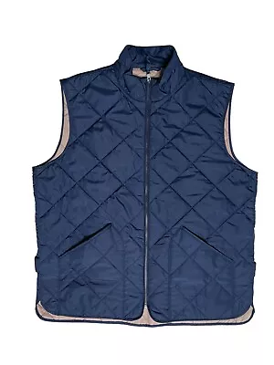 J Crew Vest Men’s Large Blue Mercantile Diamond Quilted Full Zip Puffer Jacket • $34.99