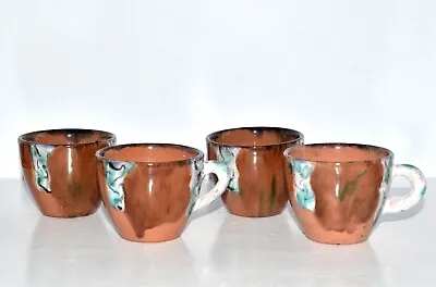 Brena Oaxaca Mexico * 4 COFFEE CUPS * Redware Dripware Pottery VGC • $40