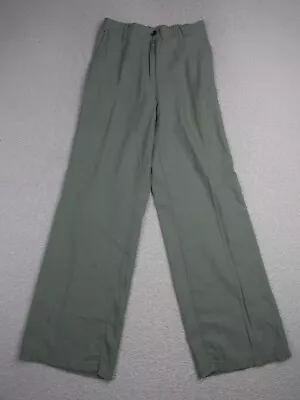 H&M Women's Pants Size 6 Wide Leg Linen Pockets Green Knit Mid Rise Stretch • $8.88