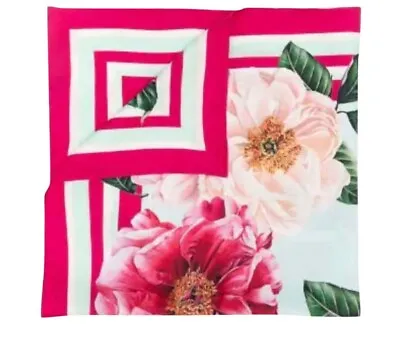 DOLCE & GABBANA Scarf Pink Floral Striped Silk Square Wrap Shawl Charm Accessory • $165
