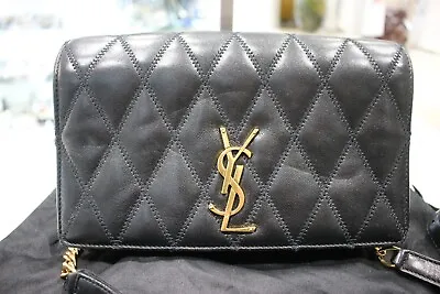 Yves Saint Laurent Bag Angie Crossbody Clutch Bag Black Quilted Lambskin • $2499