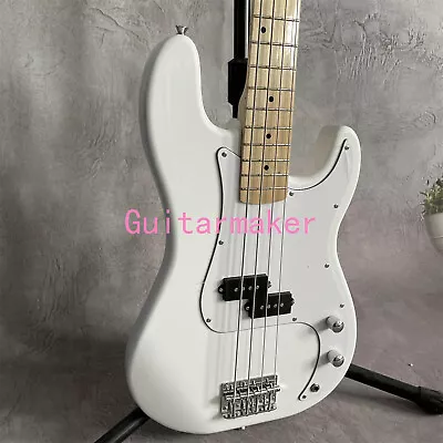 4 String White Precision Electric Bass Guitar Maple Fretboard Basswood Body • $267.90