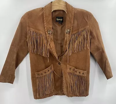 Learsi Vintage Womens Suede Fringed Jacket Size Medium • $89.99