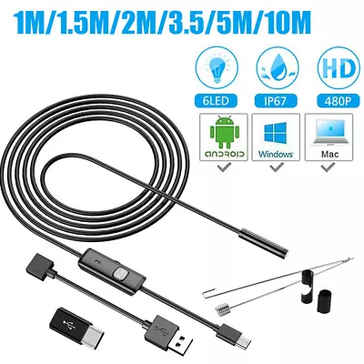 5.5/7mm Waterproof USB Endoscope Borescope Snake Inspection Camera Android / PC • $18.52