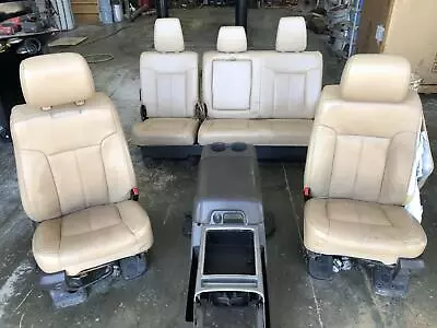 2011-2016 Ford F250 Lariat Tan Leather Front/rear Seats W/console Driver 11 12  • $1795.50